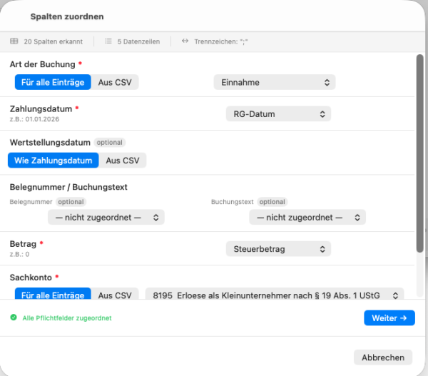 Preview: CSV2Tax - MacOS App