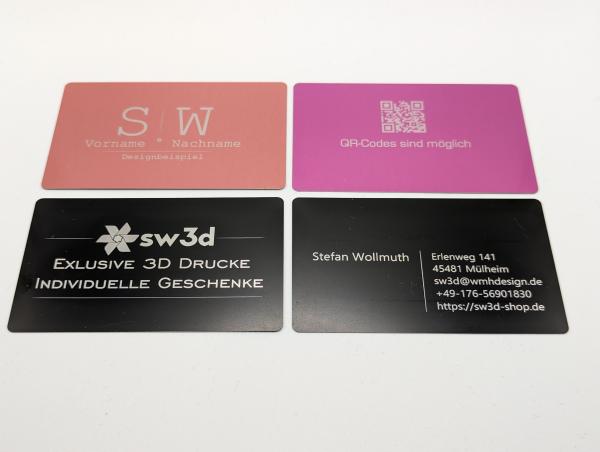 5er Set Visitenkarten aus Metall mit individueller Lasergravur 1-Seitig graviert