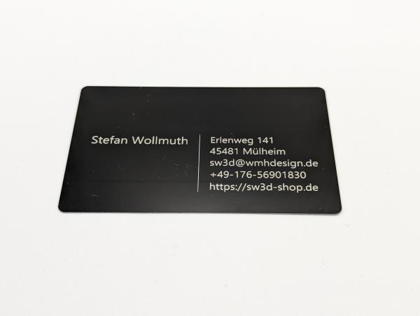 5er Set Visitenkarten aus Metall mit individueller Lasergravur 1-Seitig graviert